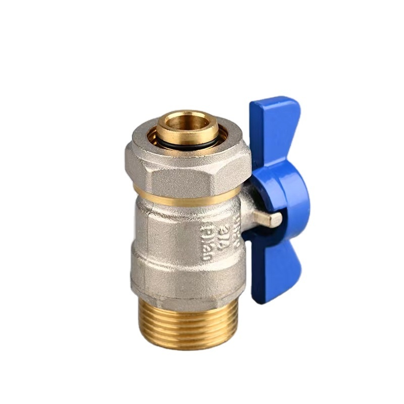 High Quality Forged Brass Ball Gas Control Valve with Butterfly Handle For Gas Oil Water external Thread for pex pipe