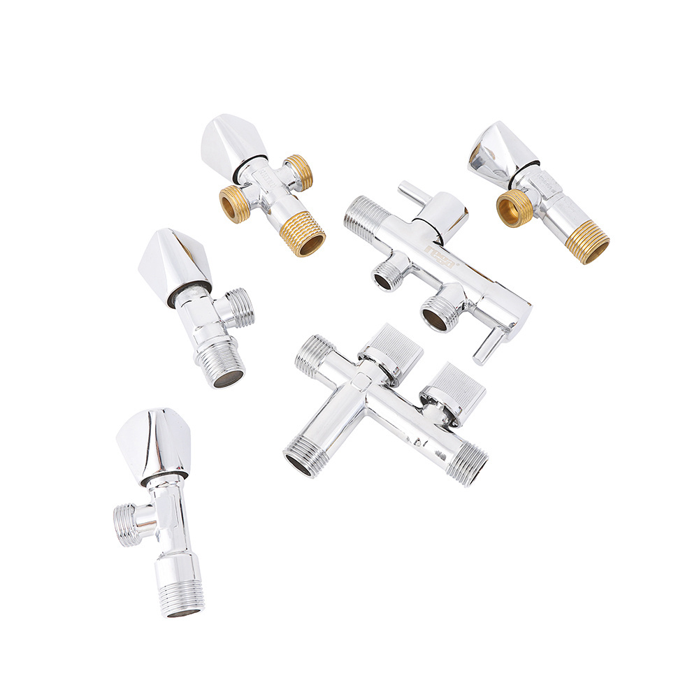 Toilet Double Handle Three Way water diverter F-shape adapter angle valve for Shower Faucet Double control three-way angle valve