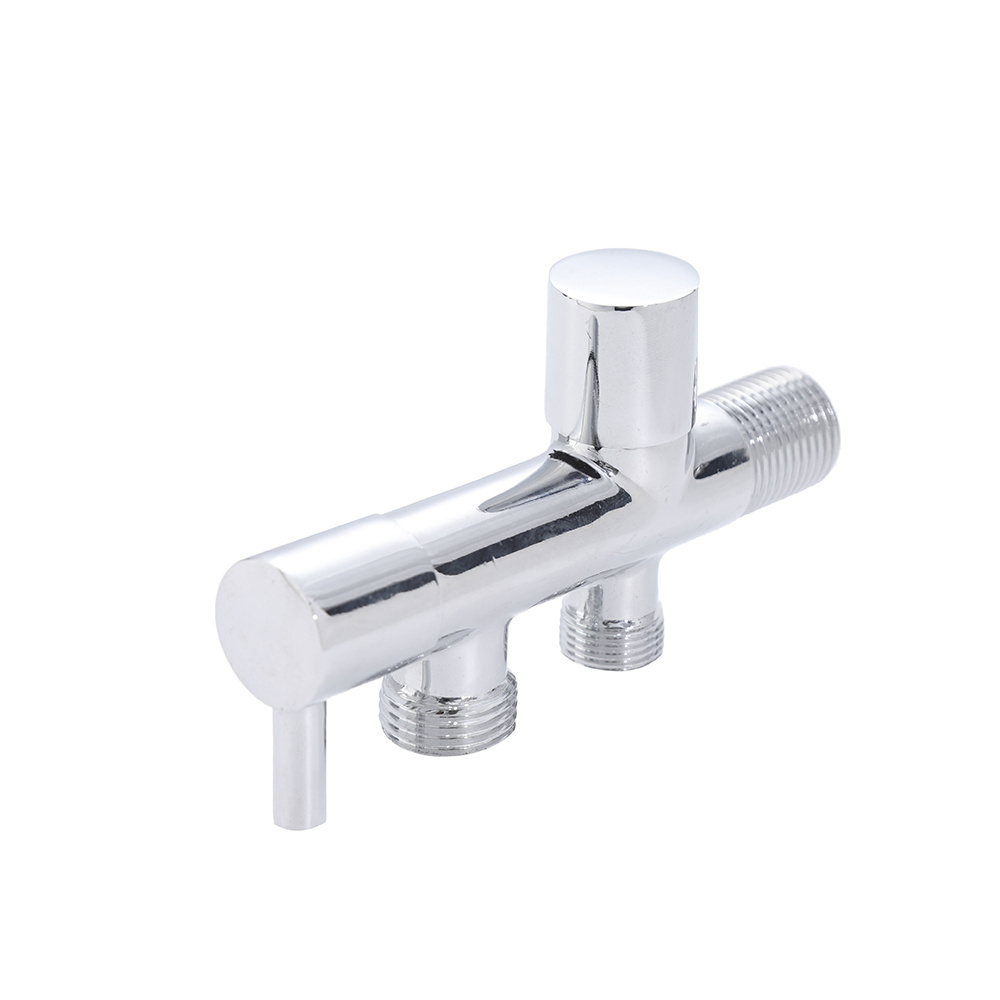 Toilet Double Handle Three Way water diverter F-shape adapter angle valve for Shower Faucet Double control three-way angle valve