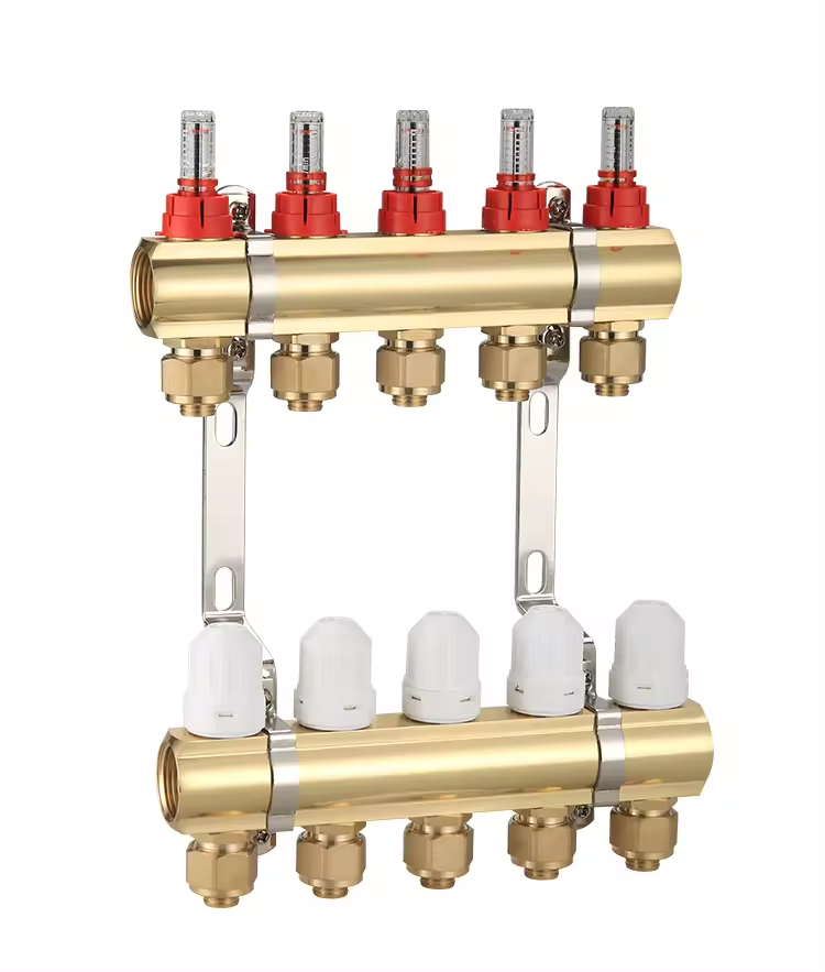 forged under floor water radiant heating brass flow manifold valve with flowmeter for plastic PPR Pipe 1/2