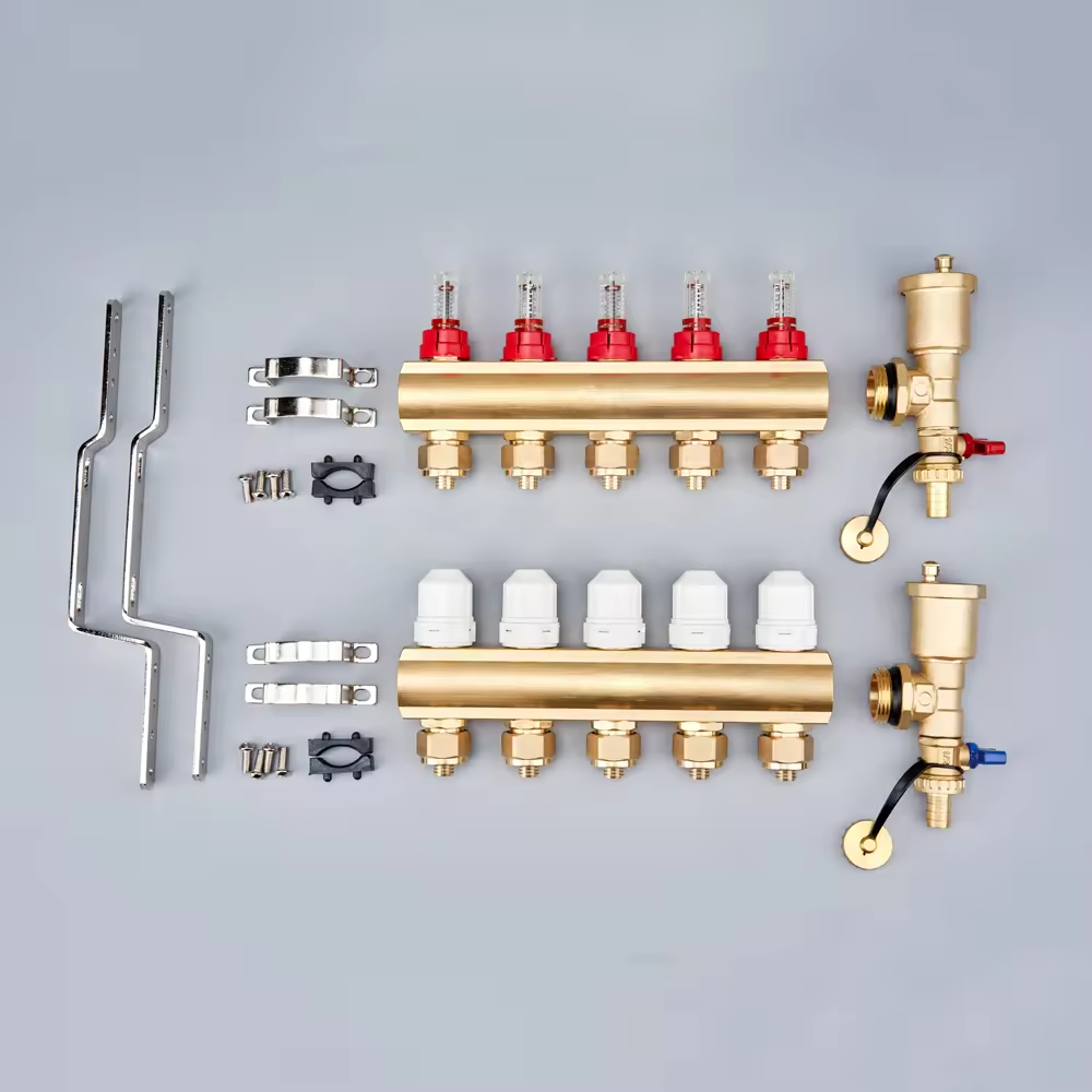 forged under floor water radiant heating brass flow manifold valve with flowmeter for plastic PPR Pipe 1/2