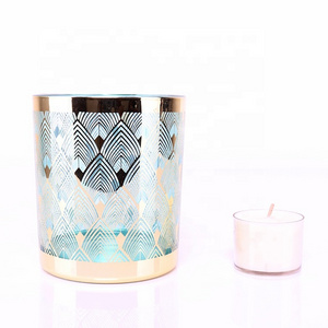 BOYE Luxury Unique Design Decorative Electroplating Silver Blue Tea Light Votive Bar Bulk Candle Glass Jar Holders