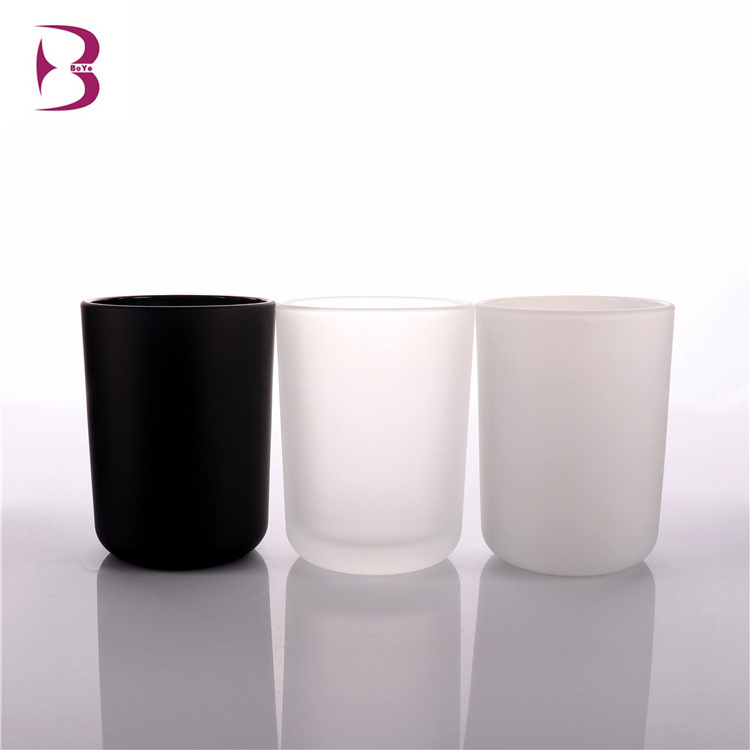 BOYE OEM Manufacture 8oz/ 9oz/ 10oz Wholesale Frosted Black Arc Bottom Glass Candle Jars With Lids For Candle Making