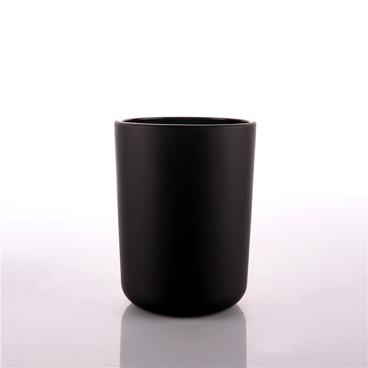 BOYE OEM Manufacture 8oz/ 9oz/ 10oz Wholesale Frosted Black Arc Bottom Glass Candle Jars With Lids For Candle Making