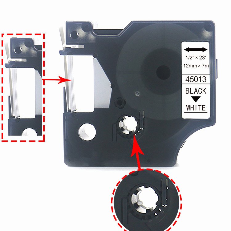 9mm 6mm 12mm Compatible dymo 450 labels tape 40913 43613 45013 letratag tape black on white dymo label for 160 280 420P Printer