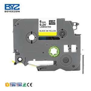 High Quality tze-611 tz611 tzc-611 tz 611 ribbon cartridge 6mm Black on Yellow blank cassette tapes for Brother Tze-611