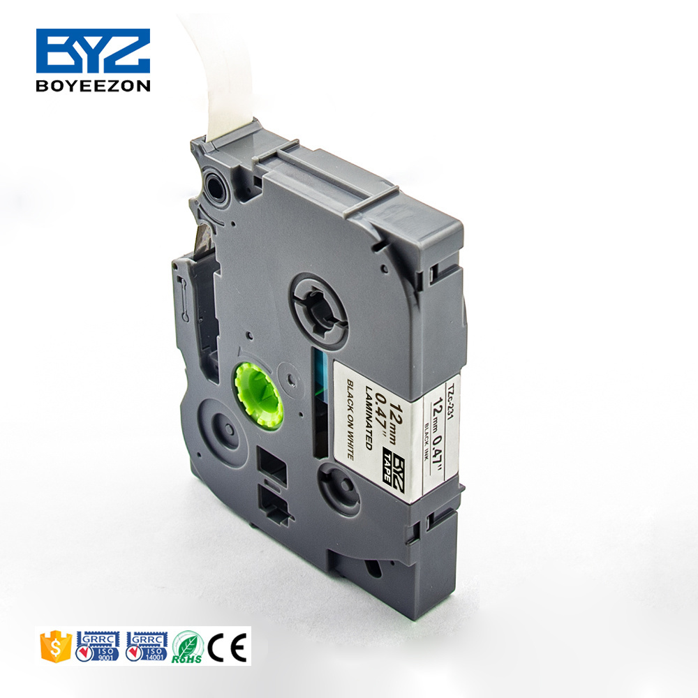 Premium quality compatible tze-231 for brother p touch brother tz  white clear tapes printer ribbon cartridge