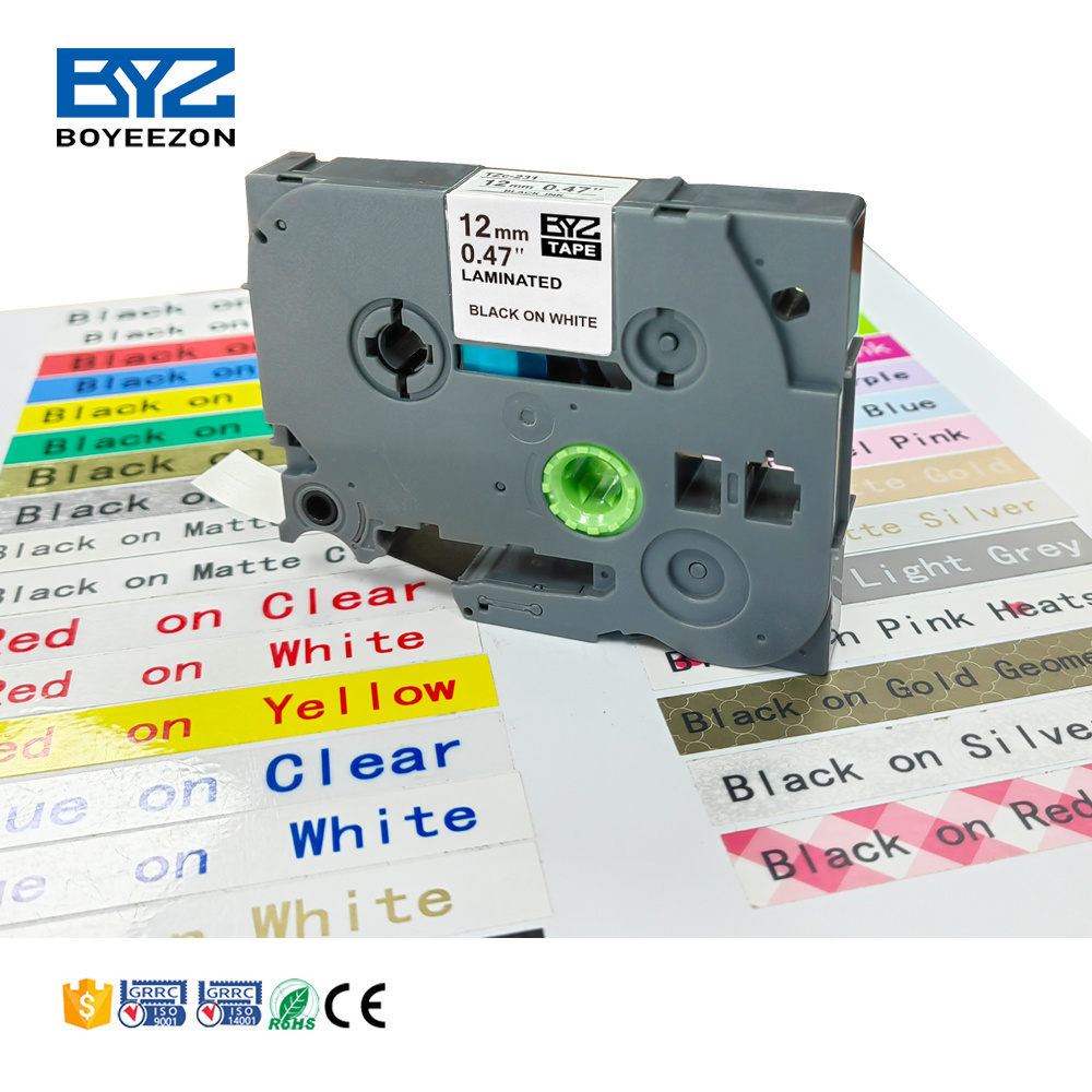 Premium quality compatible tze-231 for brother p touch brother tz  white clear tapes printer ribbon cartridge