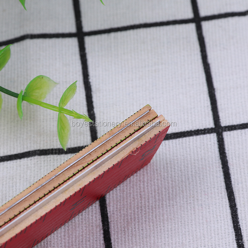 Promotional Colorful Student Math 3mm Thickness 30CM Flexible Straight Wooden Scale Ruler Measurement