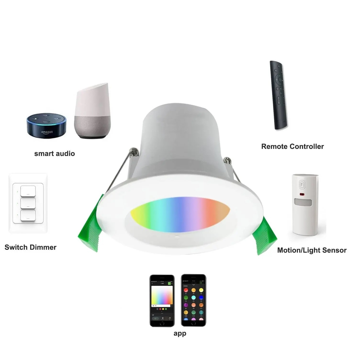 Boyid Smart Down light with Tuya Model SAA approved with AU plug  90mm Cut-out RGB wifi Smart Downlight