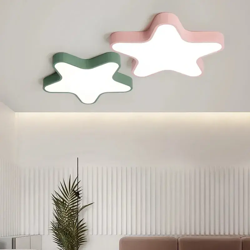 Boyid Modern Ceiling Lights Pink Blue Star Babies Kids Children Room Bedroom Girls Boys Led Ceiling Lamp Light Fixtures