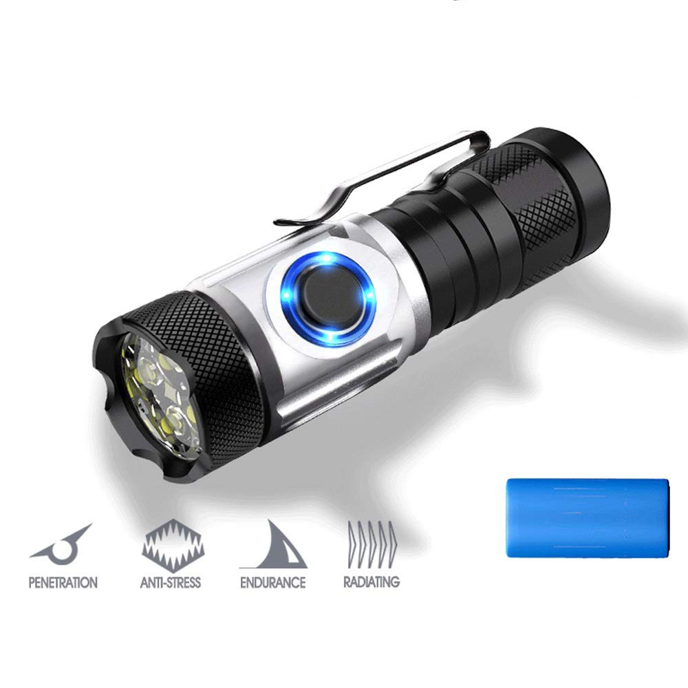 Boyid Mini USB Rechargeable Aluminium 600mAh Battery Long-range 4*3W XPG LED Torch Flashlight with Pen Holder