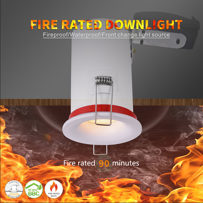 Boyid UK Fire Rated LED Downlight IP65 Recessed Fireproof Downlight Including Fixture and  Tri-Color GU10 LED Bulb