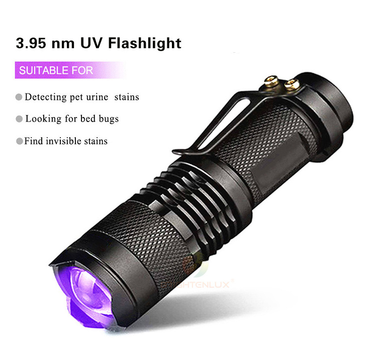 Boyid Waterproof Zoomable Flashlights Mini LED light LED Torch Light  UV 365nm flashlight