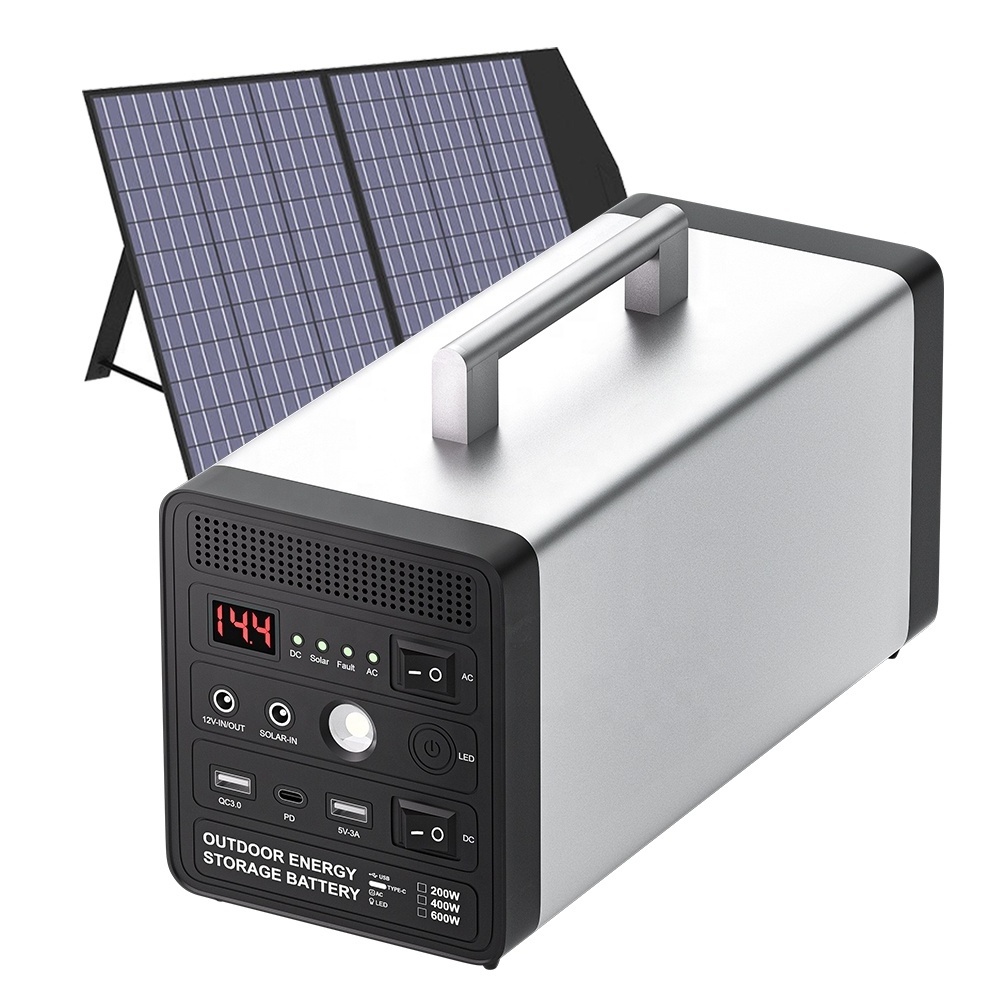 Outdoor portable station car charging solar power generator with solar panels