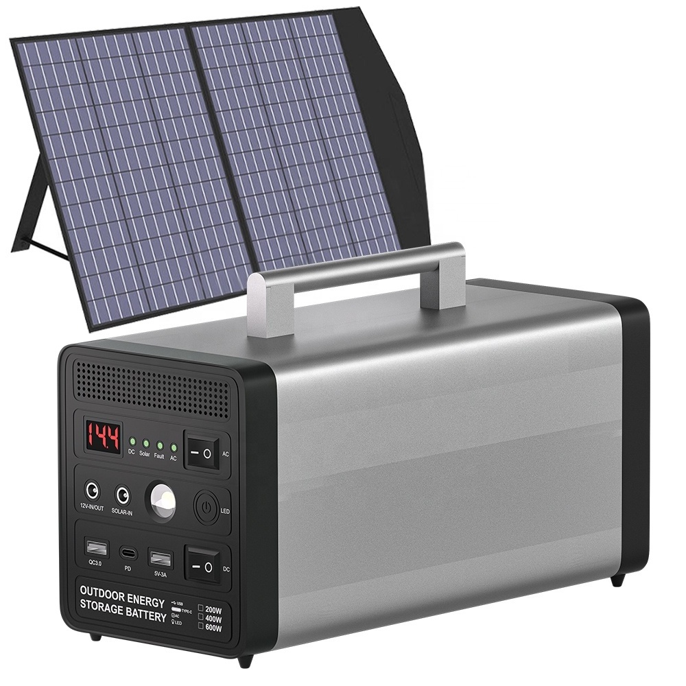 Outdoor portable station car charging solar power generator with solar panels