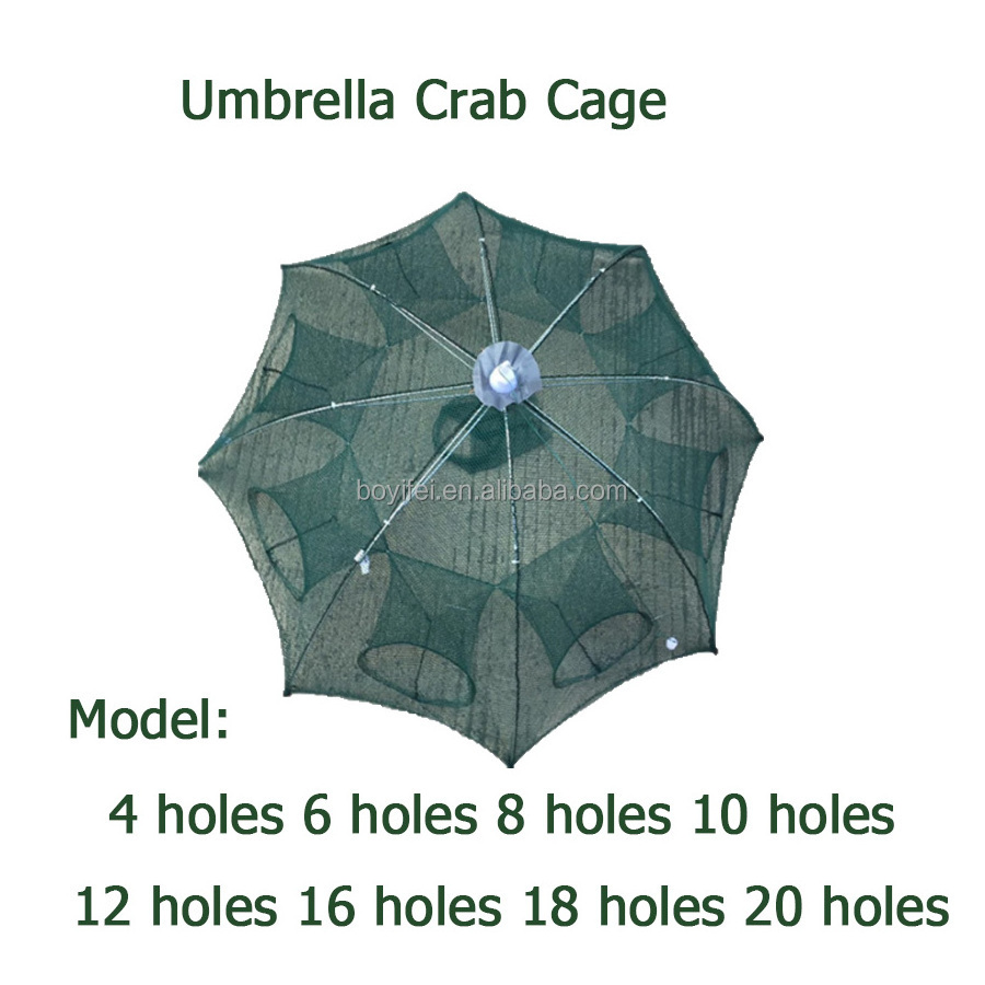 wholesale Folded Portable 24 Holes Fishing Net Crab Cage Baits lobster Trap