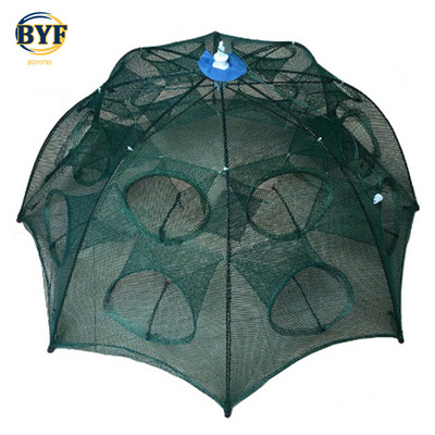 wholesale 4-20 Holes Umbrella Nylon Folding Fish Net Hand Throw Net cage lobster crab trap