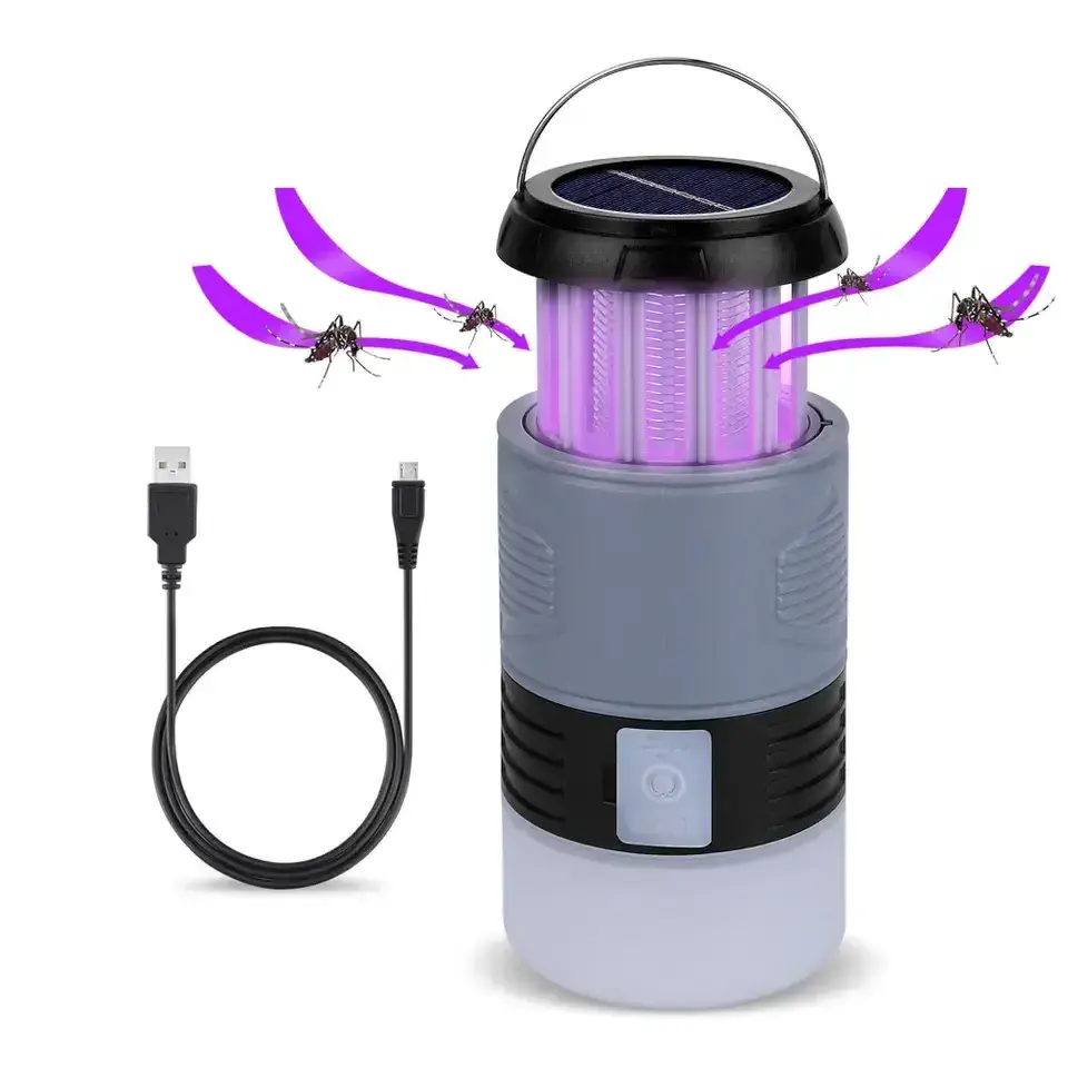 New Upgrade Solar USB Rechargeable Mosquito Killer UV Usb Waterproof Lantern Outdoor Repellent Light Kill Insect Trap