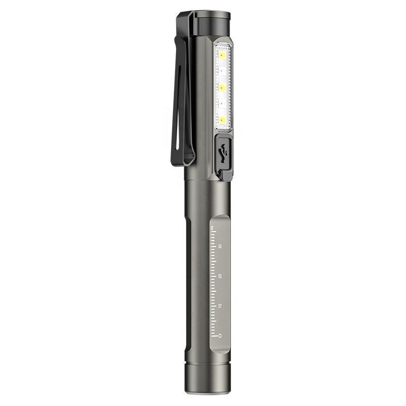 LED white + yellow pen light Compact and portable Built-in TYPE-C charging flashlight with pen clip