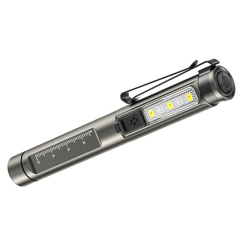 LED white + yellow pen light Compact and portable Built-in TYPE-C charging flashlight with pen clip