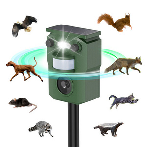 Animal Pest Control Usb Rechargeable Outdoor Solar Ultrasonic Repellent Rodent Bird Wild Boar Fox Raccoon Cat Dog