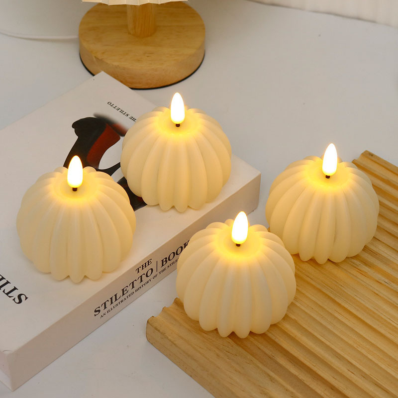 Cute Halloween Pumpkin LED Electronic Candle Light Yellow Pumpkin Graduation Wedding Lamp