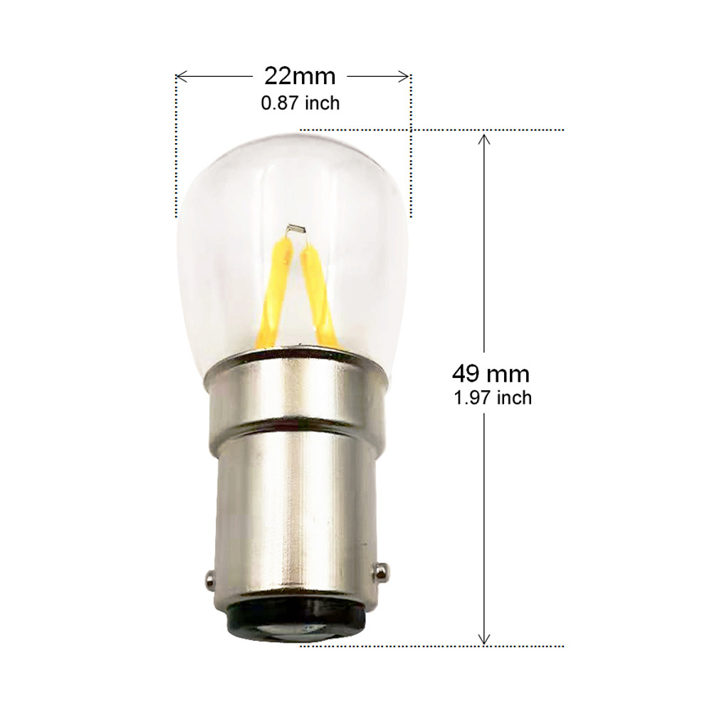 High CRI>80 BA15D 120V 2W LED Sewing Machine Bulb Light Daylight 6000K T22 Fist Filament Lamp