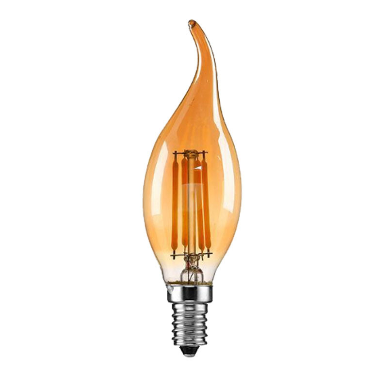 dark yellow candle bulb c35 filament light 4w 6w e12 e14 led lamp 110v 230v 240v