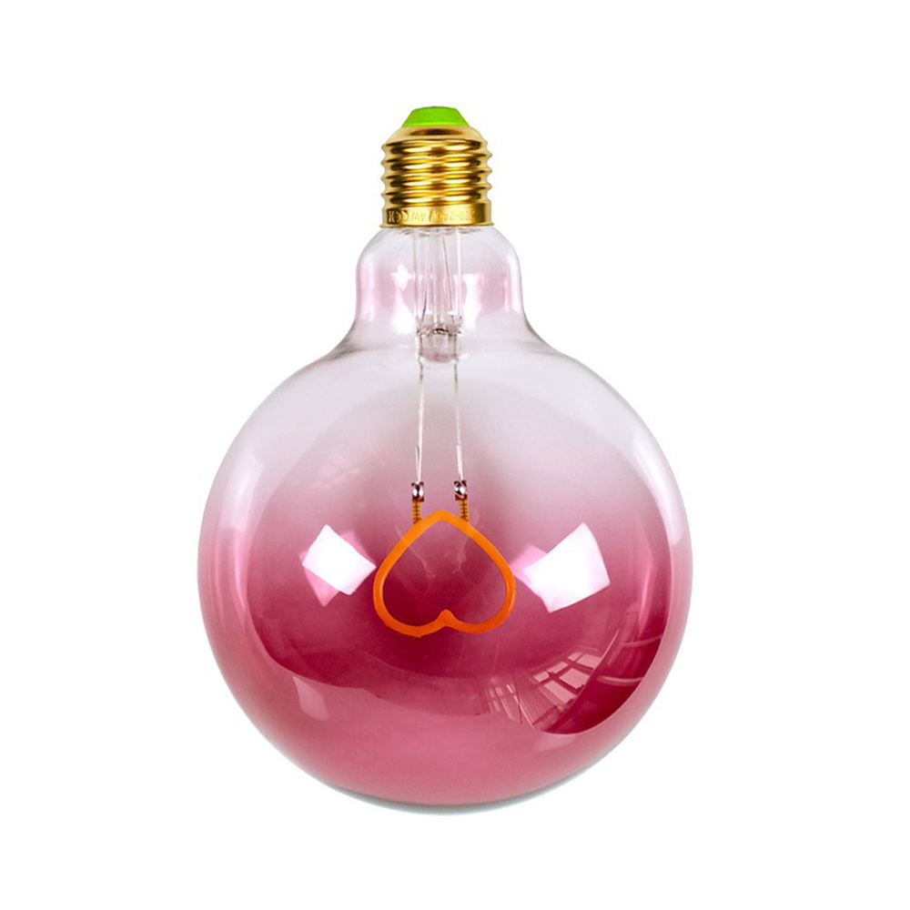 LED retro soft light strip Edison Warm light 2000K E27 base G125 Gradient Pink Love LED Bulb