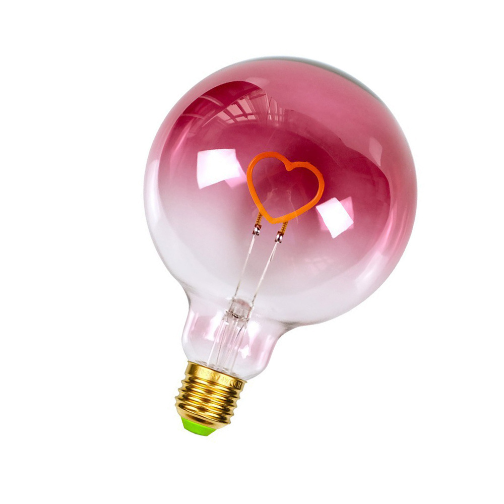 LED retro soft light strip Edison Warm light 2000K E27 base G125 Gradient Pink Love LED Bulb