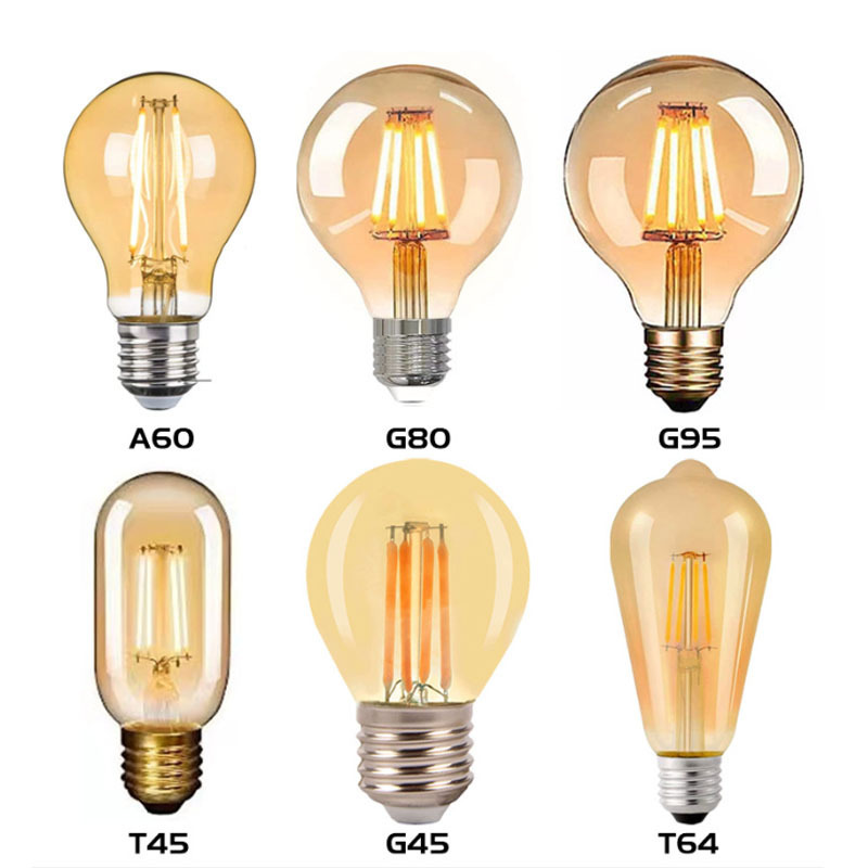 Amber Color 2200K Filament Lamp T45 120V 4W Replace Halogen Bulb 40W