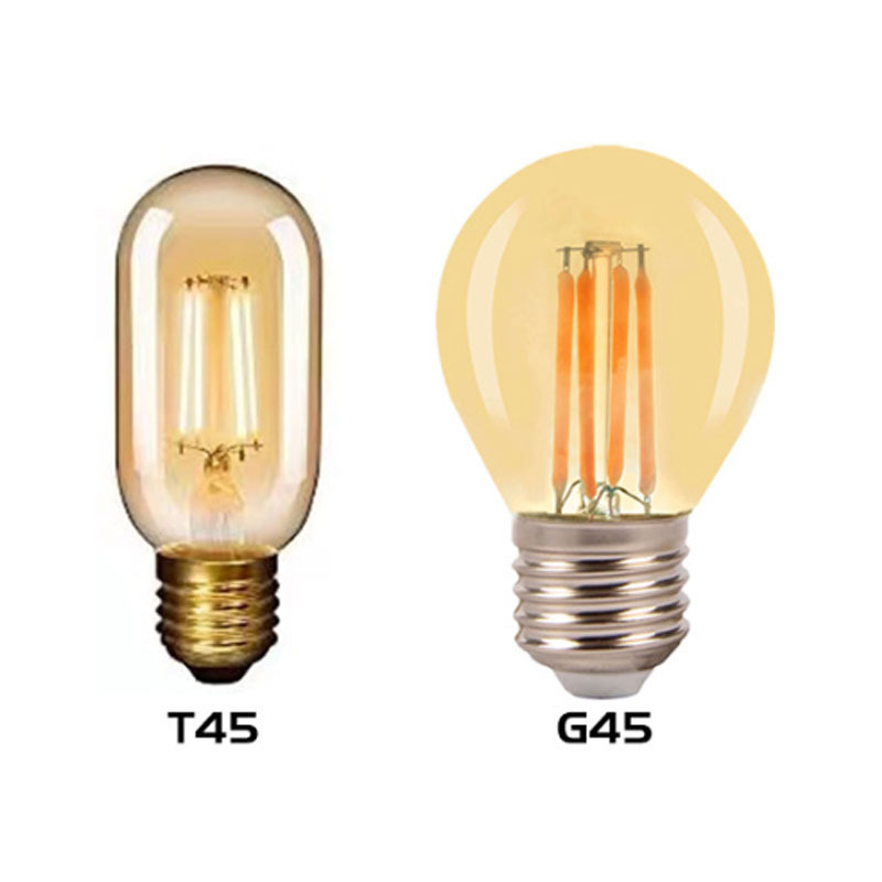 Amber Color 2200K Filament Lamp T45 120V 4W Replace Halogen Bulb 40W