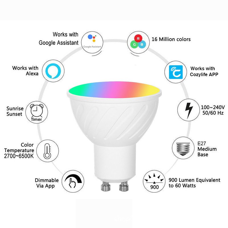 Homekit Smart LED Bulb GU10 Touch Dimmable WIFI LED Lamp Voice Remote Control GU10 MR16 Spotlight