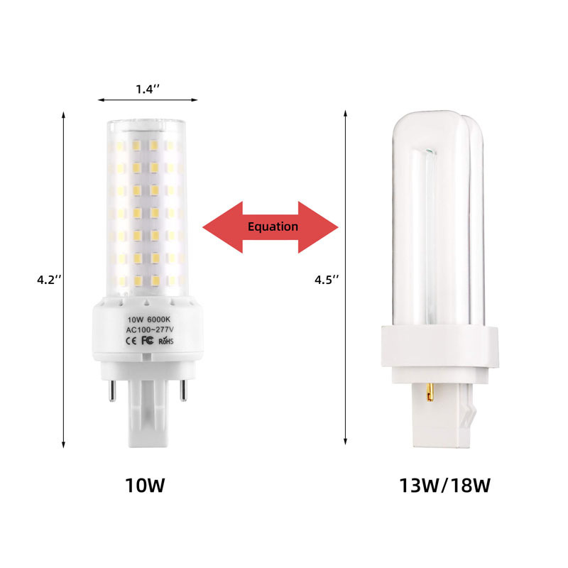 High Lumen 10W 1400LM GX23-2 Base LED Light Bulb Plug And Play 6000K 2Pins LED PL Bulb Replace 13W 18W CFL Bulb Light