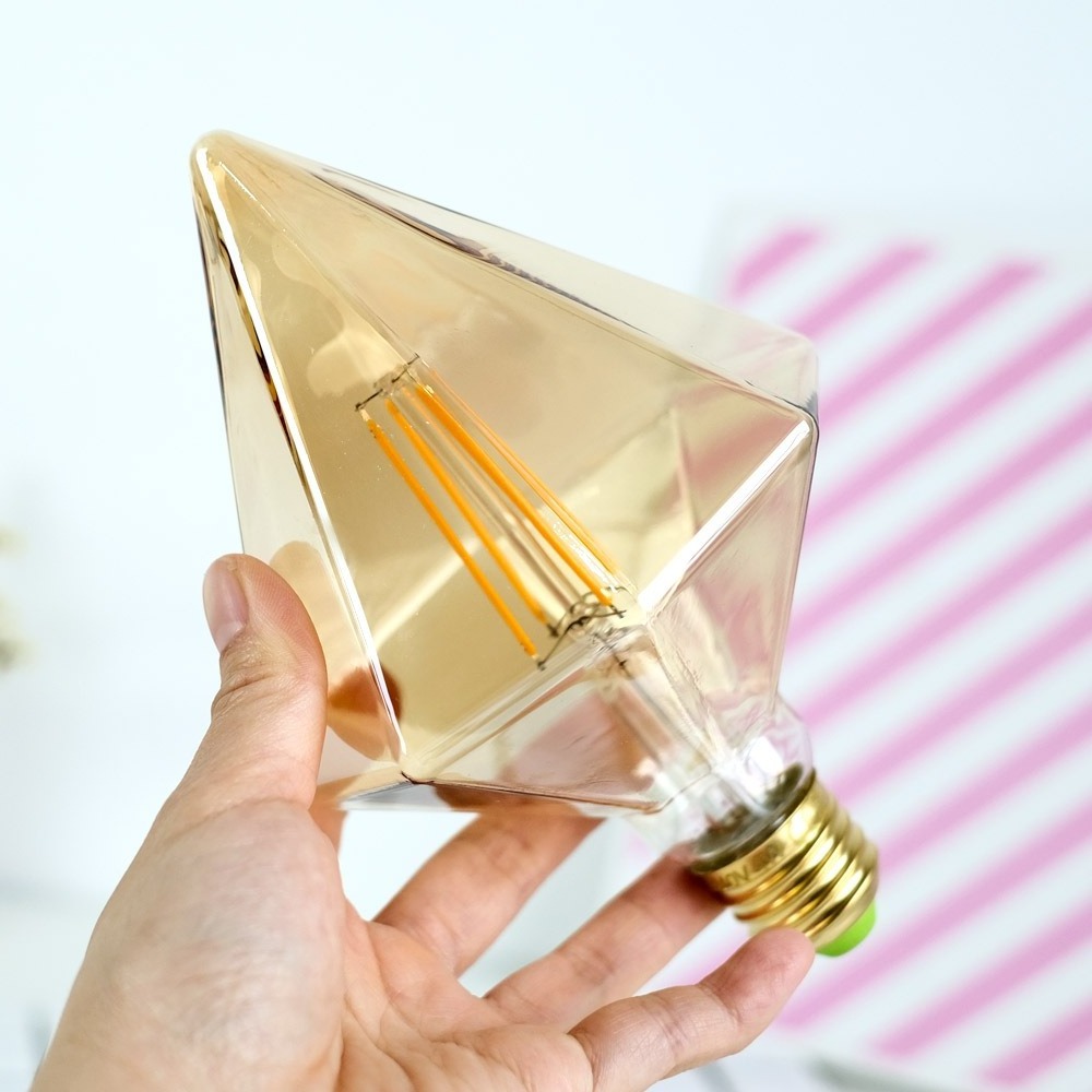 Vintage light tip bulb gold led filament light large screw bulb