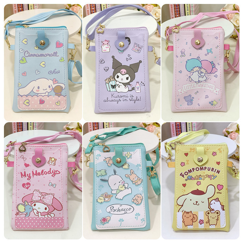 New cute cartoon heello kitty pu phone bag coin purse  messenger backpack