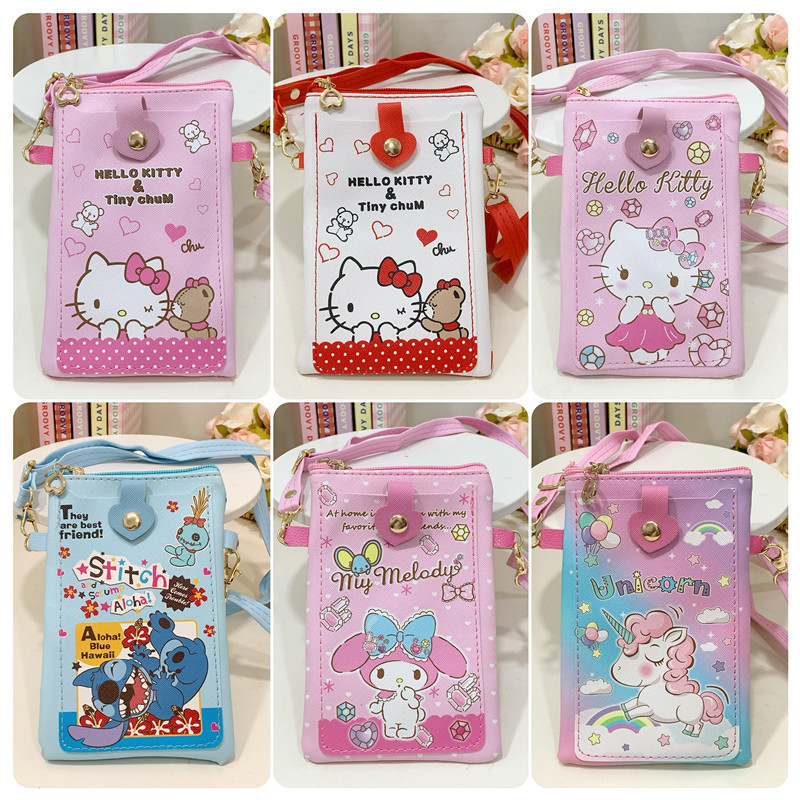 New cute cartoon heello kitty pu phone bag coin purse  messenger backpack