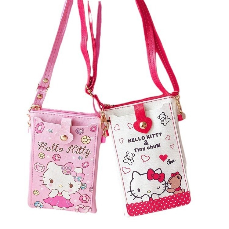 New cute cartoon heello kitty pu phone bag coin purse  messenger backpack