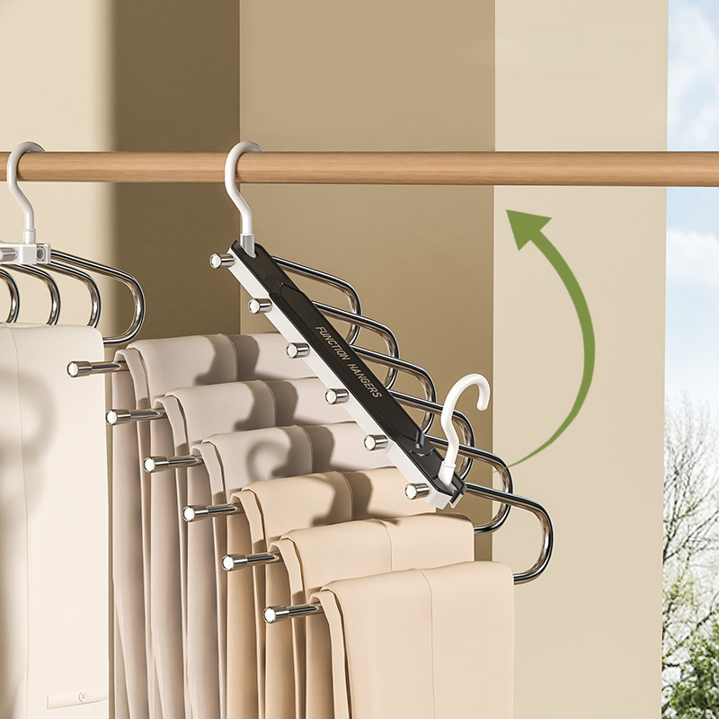 New six-layer multilayer multifunctional hanger Space Saving Pants hang clothes