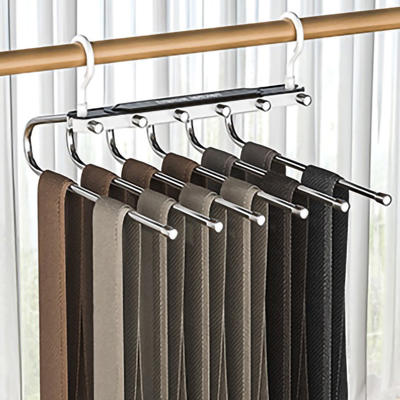 Best seller 2024 New style 6 In 1 Stainless Steel Multifunction Pants rack Foldable Jeans holder Closet Hangers Trousers Racks