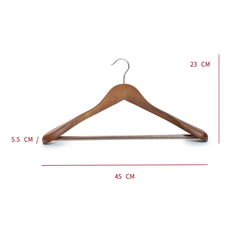 Wholesale Premium Custom Logo Luxury Heavy Duty Office Hangers Wood   Coat Suit Jacket Clothes Wooden Coat Hanger for Display