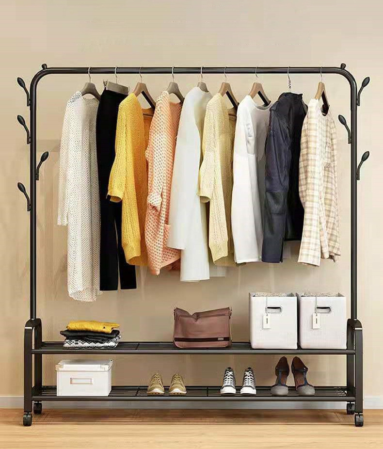 Multifunctional Clothes Hat Floor Stand Holder Simple Bedroom Living Room Bag Organizer Clothes Hanger Rack