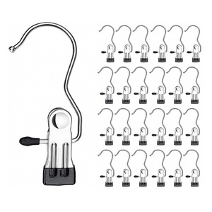 Stainless Steel Clip Hangers Pant Towel Hat Sock Boot Metal Hook Clip Hanger