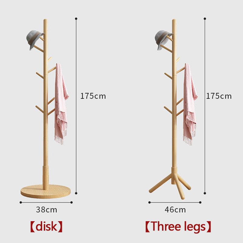 Household Detachable Solid Wood Coat Hat Hanger Stand Floor Bedroom Simple Clothes Shelf Rack Wooden Bag Hangers