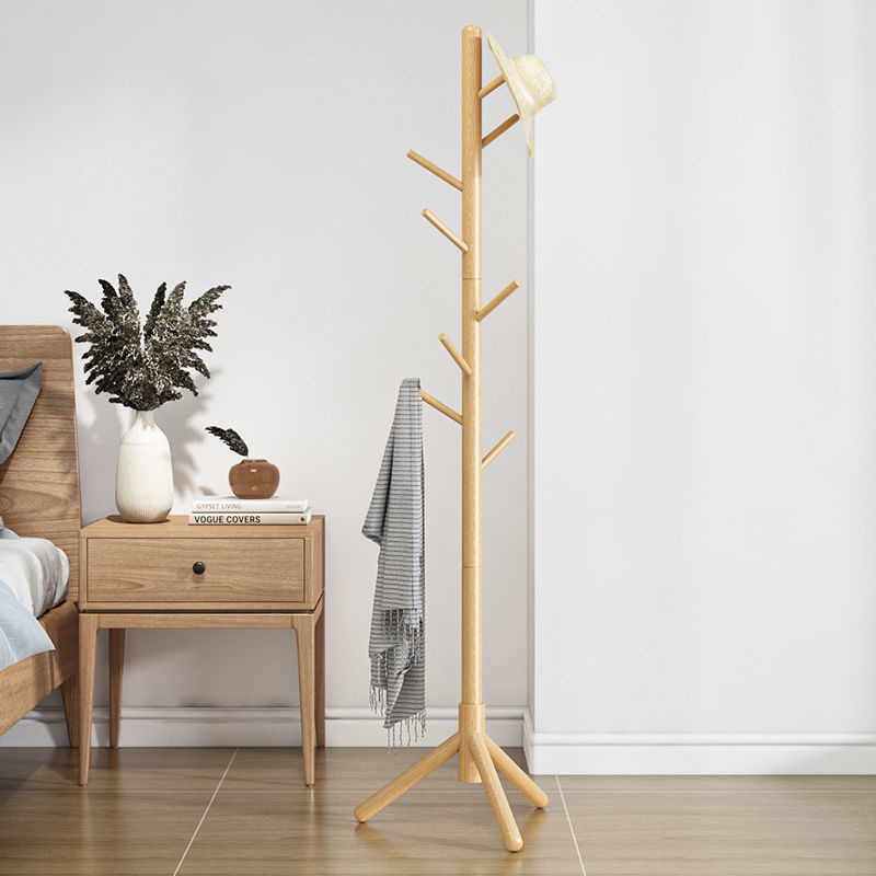 Household Detachable Solid Wood Coat Hat Hanger Stand Floor Bedroom Simple Clothes Shelf Rack Wooden Bag Hangers