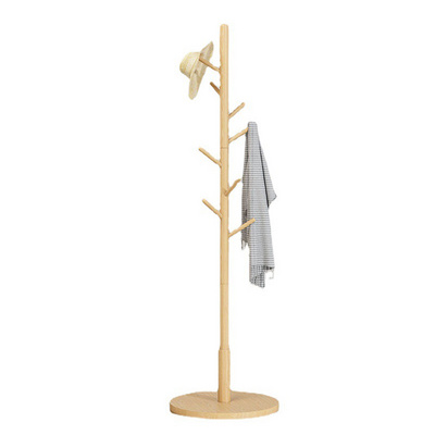 Household Detachable Solid Wood Coat Hat Hanger Stand Floor Bedroom Simple Clothes Shelf Rack Wooden Bag Hangers