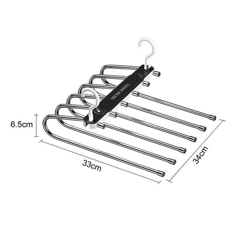 6 In 1 Portable Anti Slip Clothes Hanger Multi Layer Trousers Hanger Metal Pants Hanger