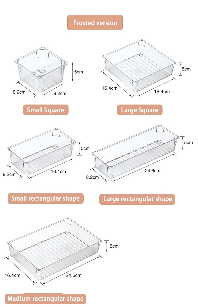 Desk Drawer Organizer Trays Bathroom Dividers Plastic Vanity Storage Bins for Makeup Dresser Kitchen Office