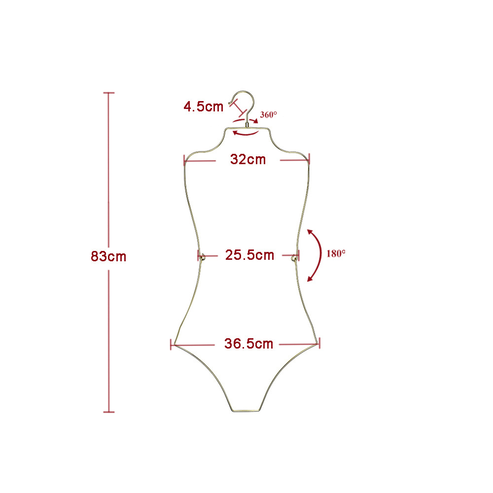 Customized High Quality Design logo Foldable Metal wire Full Body Shape Folding Swimwear Swimsuit Bikini Hangers For Display